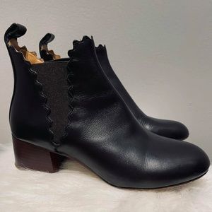 Chloe ‘Lauren’ Leather Scalloped Chelsea Boots Size 5.5